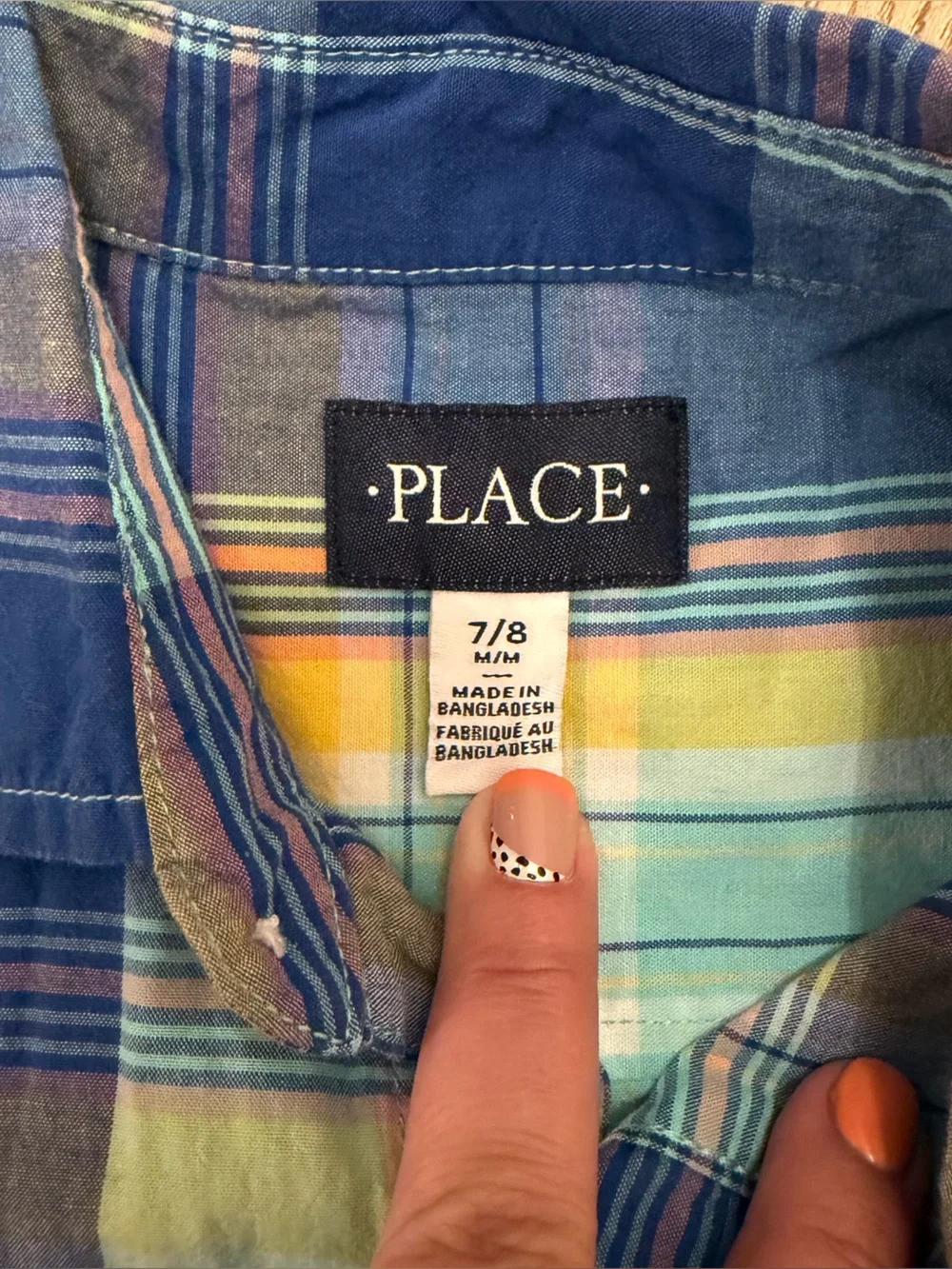 The Children's Place Blue, Teal & Yellow Plaid Short-Sleeve Button-Down Shirt
